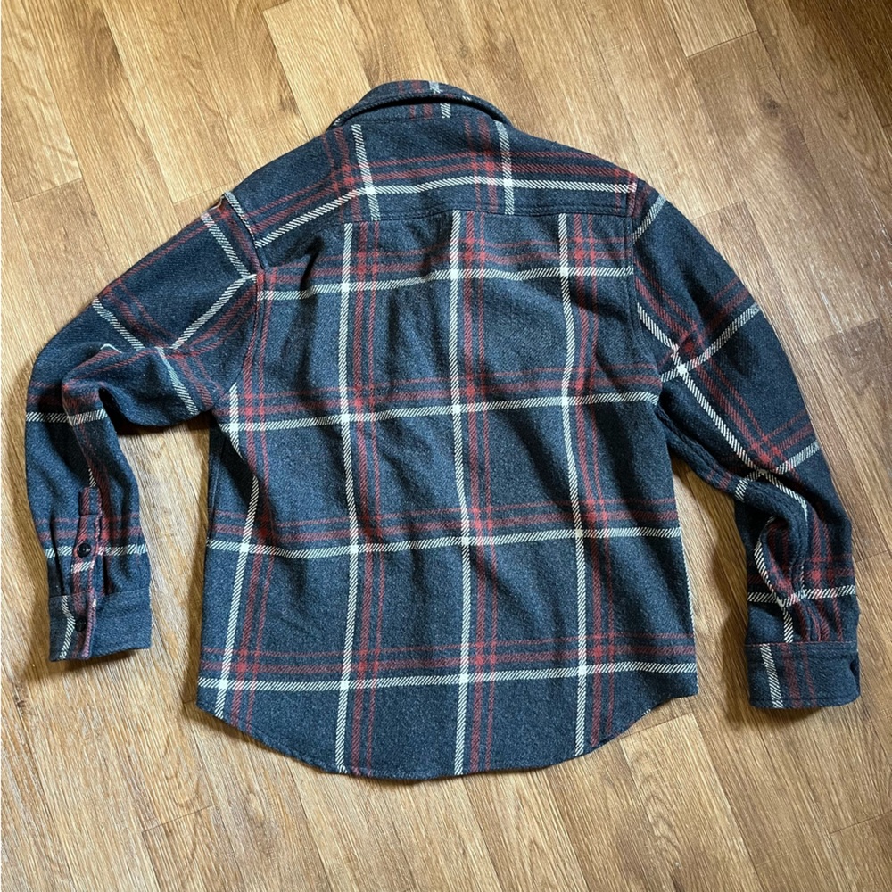 Madewell Men's Plaid Brushed Easy Shirt Jacket - Italian Fabric Maroon & Gray - Picture 5 of 11